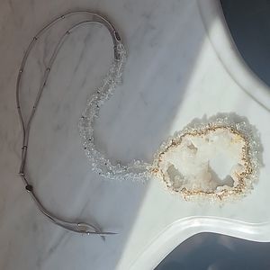 Anthropologie Serafina Crystal Druzy Gray Long Necklace